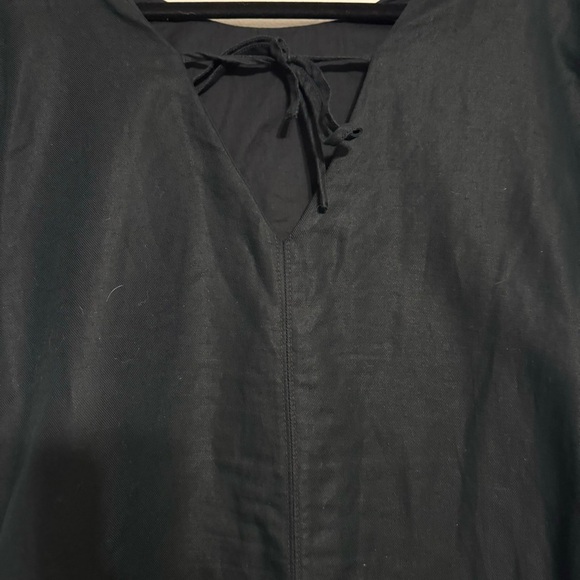 Madewell Linen Blend Embroidered Tassel Shift Dress - Size M Black - Picture 9 of 11
